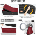 HEGGCOOE Large Dog Car Seat Under 100 lbs, Washable Dog Car Bed for 2 Medium Dogs, Detachable Pet Booster Seat with Storage Pocket and Seat Belt for Back Seat