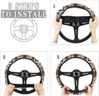 Steering Wheel Cover Fit Most Car SUV Van Truck American Tribal Geometric Sunflower Cow Pattern Car Wheel Protector Wear-Resistant Auto Wheel Cover Automotive Accessories