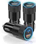 Car Charger USB C 3-Pack, 38W Dual Port PD + QC 3.0 Car Charger Adapter Fast Charging Cigarette Lighter Adapter for iPhone 16 15 14 13 12 11 Pro Max, Samsung, Tablet
