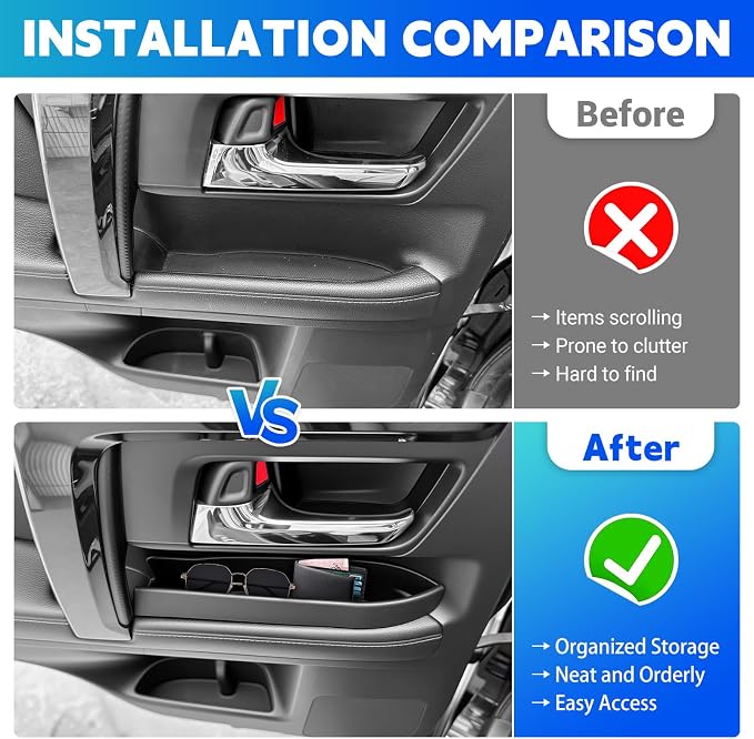 Door Handle Organizer Tray Fits for 2010-2024 Toyota 4Runner (Exclude Limited) Door Pocket Insert Storage Box Compatible with 4Runner Interior Accessories (Door Handle, 4PCS)