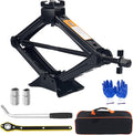 Heavy Duty Scissor Jacks for Car Set,Portable Car Jack Kit Lifts Heights of 3.93 to 15.35 Inch,2 Ton 4409 lbs Tire Jack Kit for Cars with Tire Wrench & Ratchet Wrench