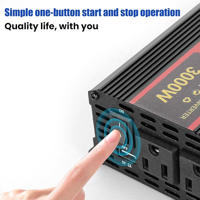 3000 Watt Power Inverter with LED Display,Dual AC Outlets,USB Port, 24V DC to 110V AC Converter Car Power Inverter for Vehicles, Car, RV, Truck, Off Grid Solar System, Outdoor Camping