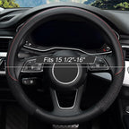 16 inch Steering Wheel Cover, Black Microfiber Leather Viscose, Breathable, Compatible for F150 F250 F350 Ram 4Runner Tacoma Tundra Range Rover
