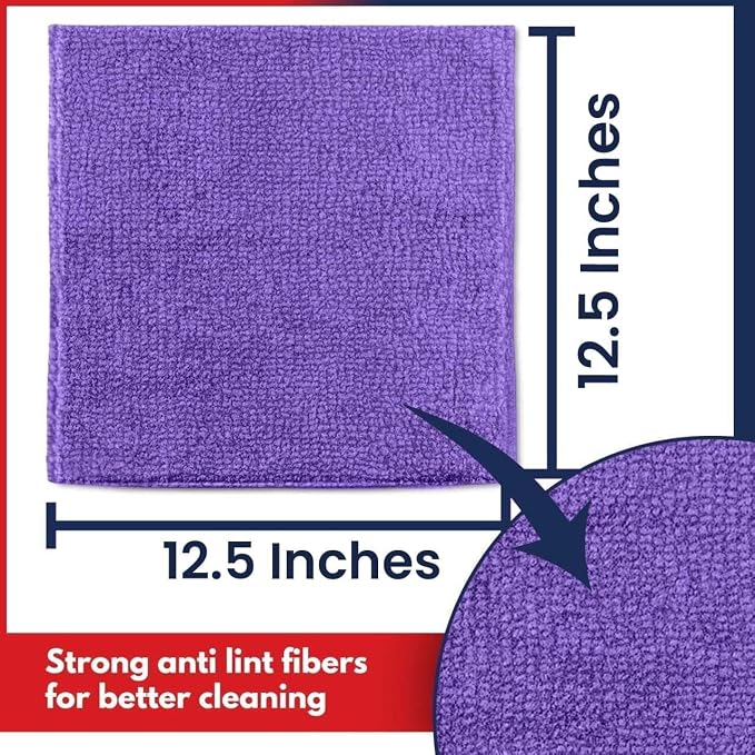 Premium 300GSM Microfiber Cleaning Cloth - 12.5"x12.5" High Performance - 1200 Washes, Ultra Absorbent Microfiber Towels for Cars Undercarriage, Rims & Engine Bay Cleaning - Microfiber Cloth