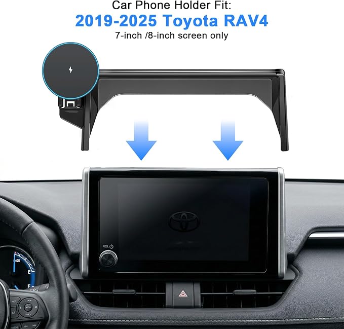 for MagSafe Car Mount Charger, Car Phone Mount for Toyota RAV4 2019–2025 7/8-Inch Screen [15W Wireless Charging], OEM-Style Fit, 360° Rotation Phone Holder Compatible with MagSafe, No Vent Blocking