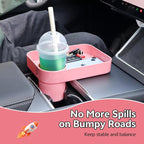 Car Seat Snack Tray for Kids Toddler Travel,Cup Holder Expander for Car,Toddler Travel & Road Trip Accessory for Mess-Free Snacking in The Car (Pink)