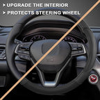 Microfiber Leather Steering Wheel Cover for Honda Accord,Civic,CR-V,HR-V,Pilot(Diamond-Pattern-Black-Standard Size)