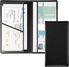 1Pack Car Registration and Insurance Holder,Car Document Holder for Cards License with Magnetic Shut,Vehicle Glove Box Car Organizer for Documents, Cards, License(Carbon Fiber Black)