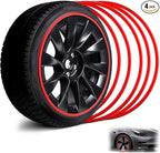 Red 20" Rim Protector, Aluminium Alloy Wheel Protection Ring, Wheel Rim Protector Strips for Curb Rash Prevention, Universal Wheel Accessories for Cars, Trucks, SUVs & Tesla All Models 4PCS