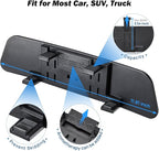 Rearview Mirror, 12 Inch Panoramic Anti-Glare Clip-on Wide Angle Convex Rear View Mirror, Effectively to Reduce Blind Spot, Universal for More Car SUV Trucks -Blue