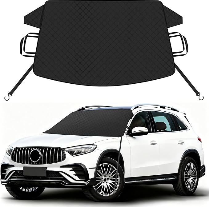 Windshield Cover for Ice and Snow, 600D Oxford Fabric Car Windshield Snow Cover, Anti-Frost Waterproof Winter Windshield Covers, Fits Most Cars SUVs Trucks Sedans