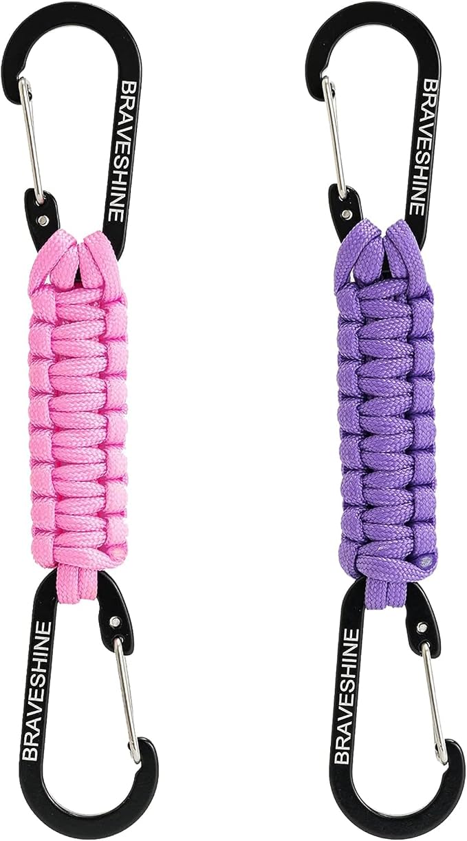 Paracord Keychain Carabiner Clip, D Ring Lanyard Hanger Stroller Hook for Water Bottle, Key, Backpacks, Men, Women