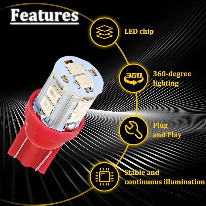 24PCS LED Interior Car Lights, T10 31mm 41mm Dome Bulb Kit, Red | 194 168 2825 DE3175 578 sockets, alloy PCB, output for map trunk license tag, plug in, automotive accessories