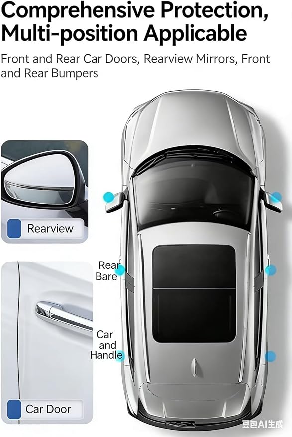 4PCS Car Door Edge Guards for Toyota RAV4 2013-2018 2019-2025 Shock-Absorbing Flexible Slim Anti-Collision Trim Side Bumper Protector Black Accessory,White-4PCS