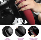 Genuine Leather Steering Wheel Cover, Stitch on Wrap, Breathable Anti-Slip Car Steering Wheel Protector for Max Diameter 15 Inch, DIY Sewing with Needles Thread (Wine Red, Glossy)