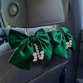 2 PCS Bow Pearl Car Seat Headrest Hook – Cute Purse Hook for Car, Girly Interior Decoration Accessories Hook Hanger, Seatback Holder for Purses & Bags, Elegant Car Organizer (Galactic Green)