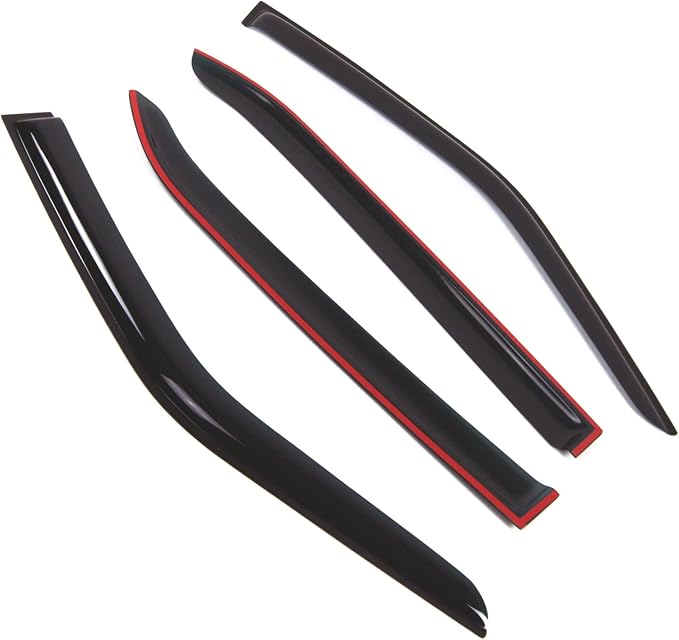 WD2-829 Dark Smoke 4 Pcs Set Window Visor (Outside Mount) Deflector Rain Guard Compatible with 1992-1999 Mercedes-Benz S320 LWB