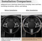 Car Leather Steering Wheel Cover - Panapi Material, Universal 14.5-15 Inch Leather Anti-Slip Breathable Auto Steering Wheel Covers for Men Women (Embroidery-Beige)