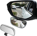 360 Rotation Convex Wide Angle Blind Spot Mirror, Auxiliary Rearview, Auto Snap Clip On Side Mirror - Universal for Car, Truck, SUV (Silver)