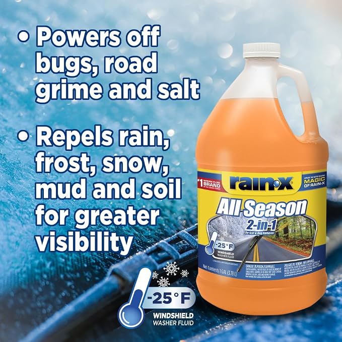 All Season -25°F 2-in-1 De-Icer & Bug Remover Windshield Washer Fluid - 1 Gallon (Pack of 6)