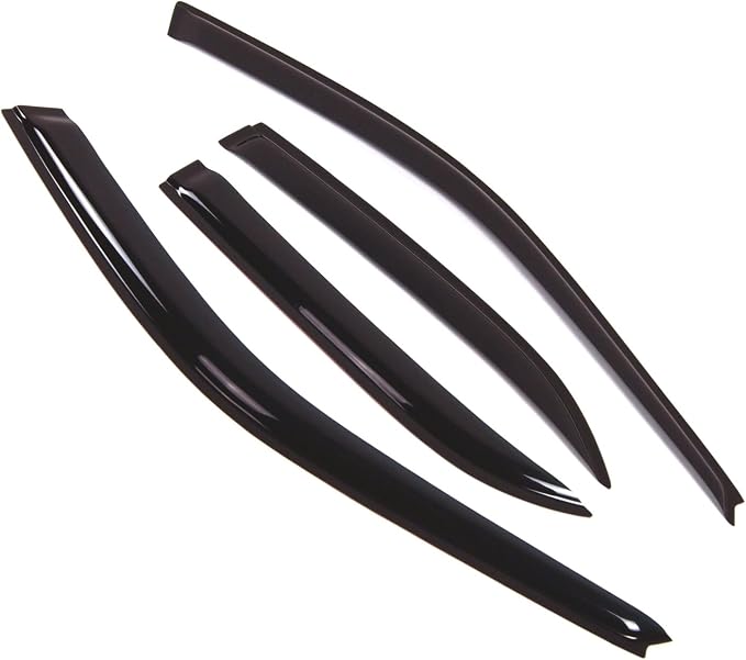 WD2-218 Dark Smoke 4 Pcs Set Window Visor (Outside Mount) Deflector Rain Guard Compatible with 1992-1995 Honda Civic Sedan