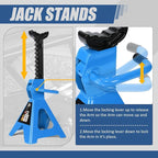 2 Ton Floor Jack with Jack Stands, Heavy Duty Steel Hydraulic Racing Floor Jack with Single Piston Quick Lift Pump, Hydraulic Trolley Service Car Jack, Blue