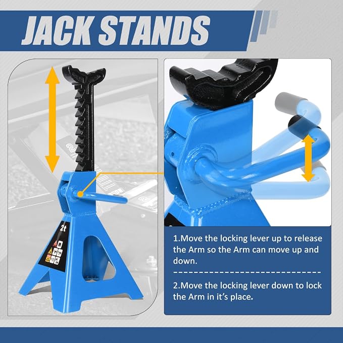 2 Ton Floor Jack with Jack Stands, Heavy Duty Steel Hydraulic Racing Floor Jack with Single Piston Quick Lift Pump, Hydraulic Trolley Service Car Jack, Blue