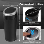 Car Trash Can Bin with Lid - 2 Packs Mini Car Garbage Can Cup Holder-Silver Small Leakproof Vehicle Trash Garbage Can Bin-Automotive Car Organizers and Storage for Back Seat SUV Truck Accessories