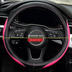 Microfiber Leather Auto Car Steering Wheel Cover, Universal Fit 15 Inch Anti-Slip Wheel Protector, Pink