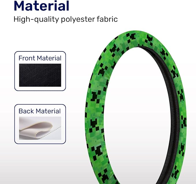 Pixel Zombie Steering Wheel Cover, Non Slip Polyester Car Wheel Protector for Car SUV Truck, Universal 15 Inch