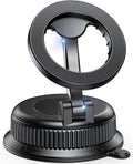 Magnetic Car Phone Holder for MagSafe, Reinforced Zinc Alloy Hinge, Suction Cup Car Phone Mount for Dashboard/Windshield, 360° Rotatable & Foldable Phone Holder for iPhone 17 16 15 14 13 12