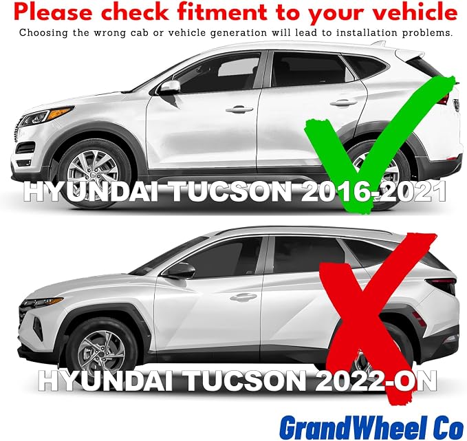 GrandWheel Window Deflectors Smoke Tinted in-Channel Side Window Vent Visor Deflectors Rain Guards Compatible with Tucson 2016-2021 - 4pcs. GW0855