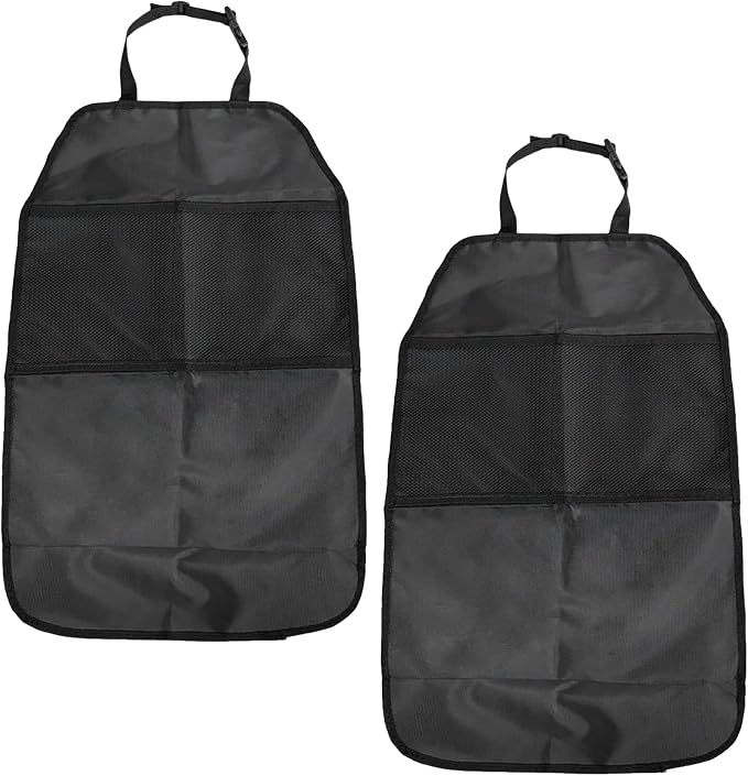2 PCS Kick Mat Back Seat Protector, Waterproof Car Backseat Protective Kick Mat with 2 Mesh Pockets, Large Vehicle Seat Back Kick Mat Organizer for Kids, Car Accessories (2PCS)