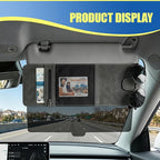 Craedli Car Sun Visor Extender Organizer, 2 in 1 Anti-Glare Sunshade with Magnetic Sunglasses Holder & Mesh Pouch, Multifunctional Adjustable Auto Interior Storage Accessories (BlackGray)