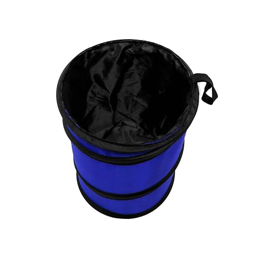 Automotive Waterproof Portable Collapsible Small Trash Can Garbage Container fits Most Cars,Polyethylene, SUVs, and Trucks Blue