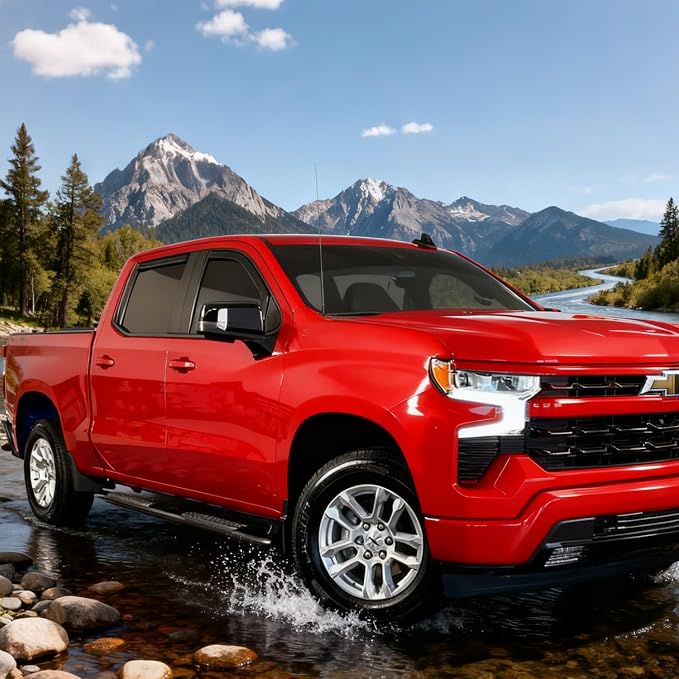 Smoke in-Channel Rain Guards Window Visors Compatible with Chevrolet Silverado 1500 & GMC Sierra 1500,2019-2026 Only for Crew Cab, Window Deflectors Vent Deflector Sun Shade Pickup Truck Accessories