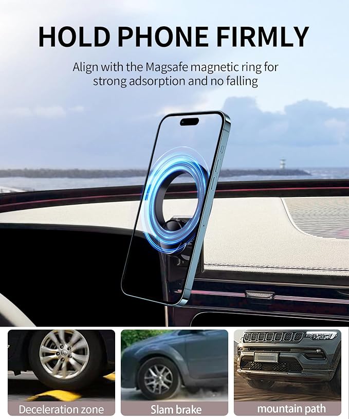 Car Phone Holder for Mercedes-Benz E-Class 2024-2026,12.3" Screen Mount | Magsafe Accessories Magnetic Cell Phone Mount Clip Compatible with iPhone, 3D fit Stable Dashboard Navigation Bracket Stand