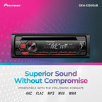 DEH-S1200UB 1-Din CD Receiver – USB, AUX, FLAC Playback, AM/FM Radio, 50W x 4 Output, MIXTRAX, Detachable Face, Preset EQ, Bass Boost, Remote Control Included