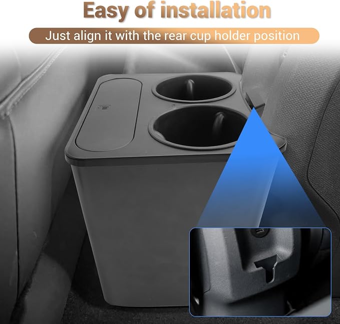 Compatible with 2025 Ford Maverick Trash Can Trash Container with Cupholder, Cup Holder Car Trash Bin Garbage Can for Ford Maverick Accessories 2025 2024 2023 2025