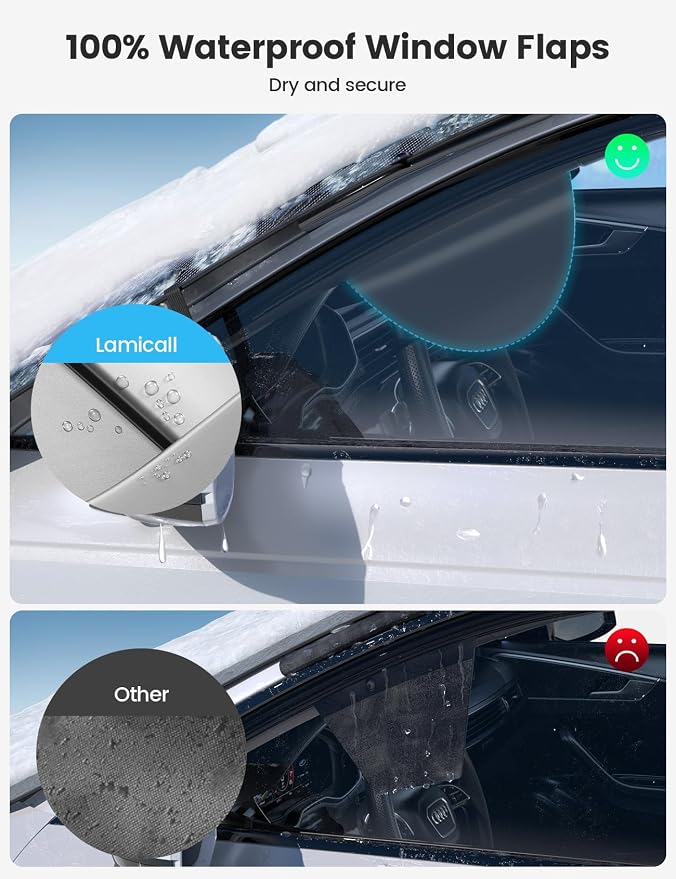Windshield Cover for Ice and Snow - [ Magnetic Fit][ 1S Snow Removal][ Ultra Waterproof] Heavy Duty 800D Oxford Fabric, 4X Stable, Winter Car Gifts Accessories for Most Cars, SUV (62"x48")