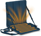 Heated Stadium Seat, Foldable, Lightweight with Carrying Strap, Foam Cushion for Comfort, Adjustable, Back Support, Multi-Functional Use As Stadium Seat or Seat Pad, Navy/Navy