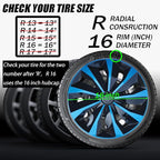 Hubcap Wheel Cover Replacement R16 Hub Caps Universal-Fit Steel Wheel Rim Cover ABS Material Exterior Accessories for Car Truck SUV -Set of 4（16-inch，Blue-Black）