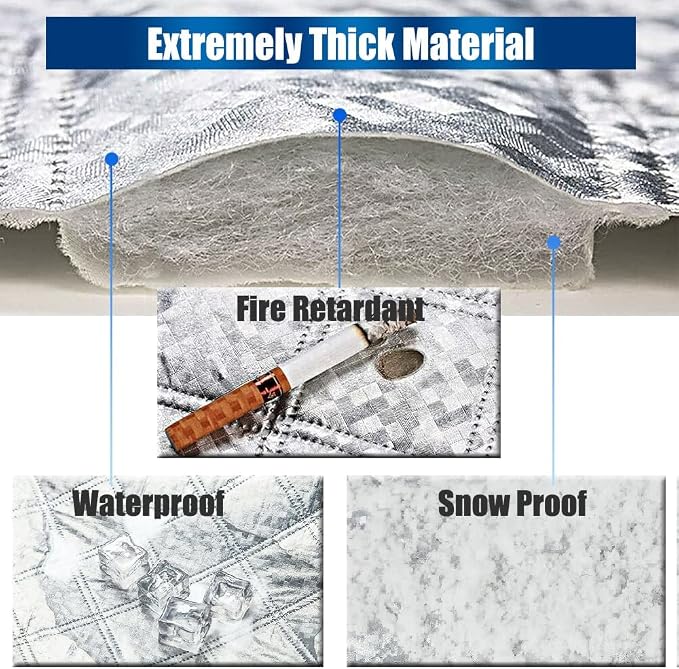 Car Rear Windshield Cover, 4-Layer Waterproof Back Window Protector for Ice and Snow Sun UV Rays Dust, Winter Hail Frost Shield, with Windproof Strap - Fits Most Sedans, SUV | Medium