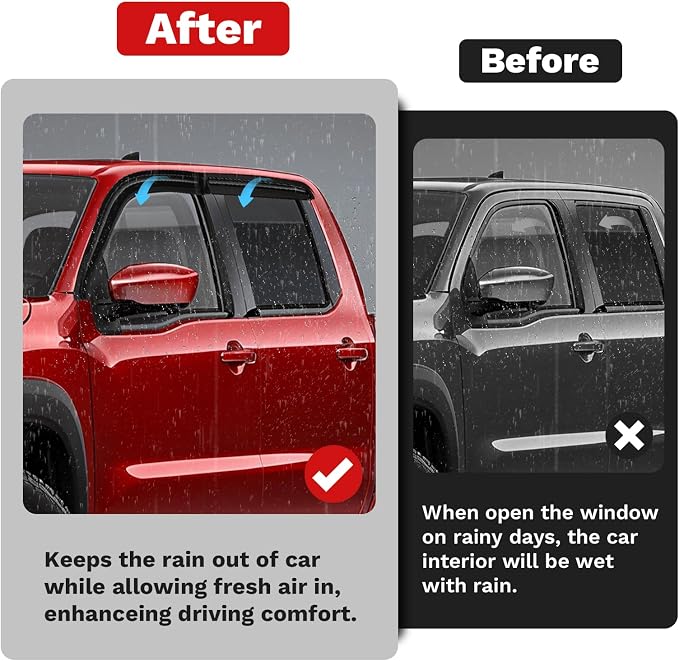 Frontier Rain Guards - Window Visors for Nissan Frontier Crew Cab 2022-2025 2026, Outside-Mount Tape-On Side Window Wind Deflectors for Frontier Accessories, Vent Visors Shades Rainproof 4PCS