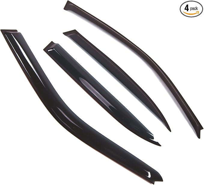 Outside Mount Window Vent Visors Rain Guards Compatible with BMW 740i 1995-2001 | Side Window Wind Deflectors Rain Shields | Smoke Tinted, 4 Pcs Set, DGWV-496