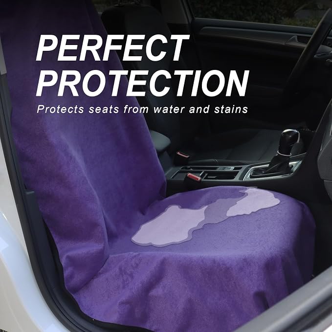 Waterproof Car Towel Seat Covers Front Seats for After Gym Workout,Auto Universal Interior Sweat Towels Cloth Bucket Carseat Cover Protector for Trucks SUV RV Boat Van (Purple)