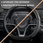 D Shape Steering Wheel Cover for Nissan Rogue Kicks - Auto Car Steering Wheel Cover Customized for Nissan Altima Sentra(Black+Black Line-D-Shaped)