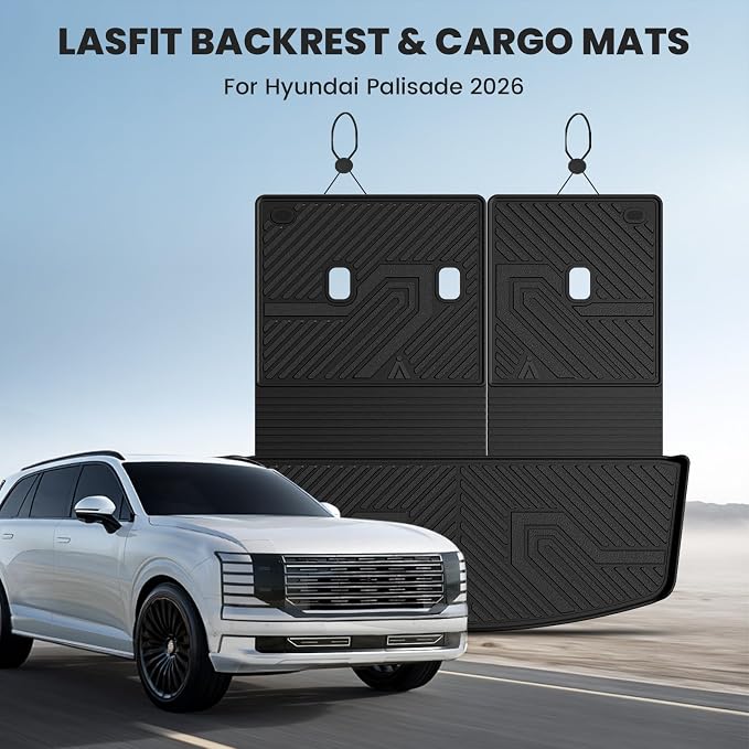 Cargo Trunk Mat & Backrest Mats for Hyundai Palisade 2026 All Weather TPE Custom Fit Car Trunk Mats Cargo Liner & Seatback Mats Accessories, Black