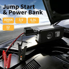 8000A Jump Starter with Air Compressor - 12V Portable Car Battery Booster Pack (Up to 6.0L Gas/3.0L Diesel), 150 PSI Tire Inflator with Detachable Hose, 80000mAh Power Bank for Phones & Tablets