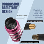 Tire Valve Stem Cap Cover - (5 Pack) Tire Air Cap Metal with Plastic Liner Corrosion Resistant Leak-Proof Halloween Pumpkin Car Decoration Accessories Pink